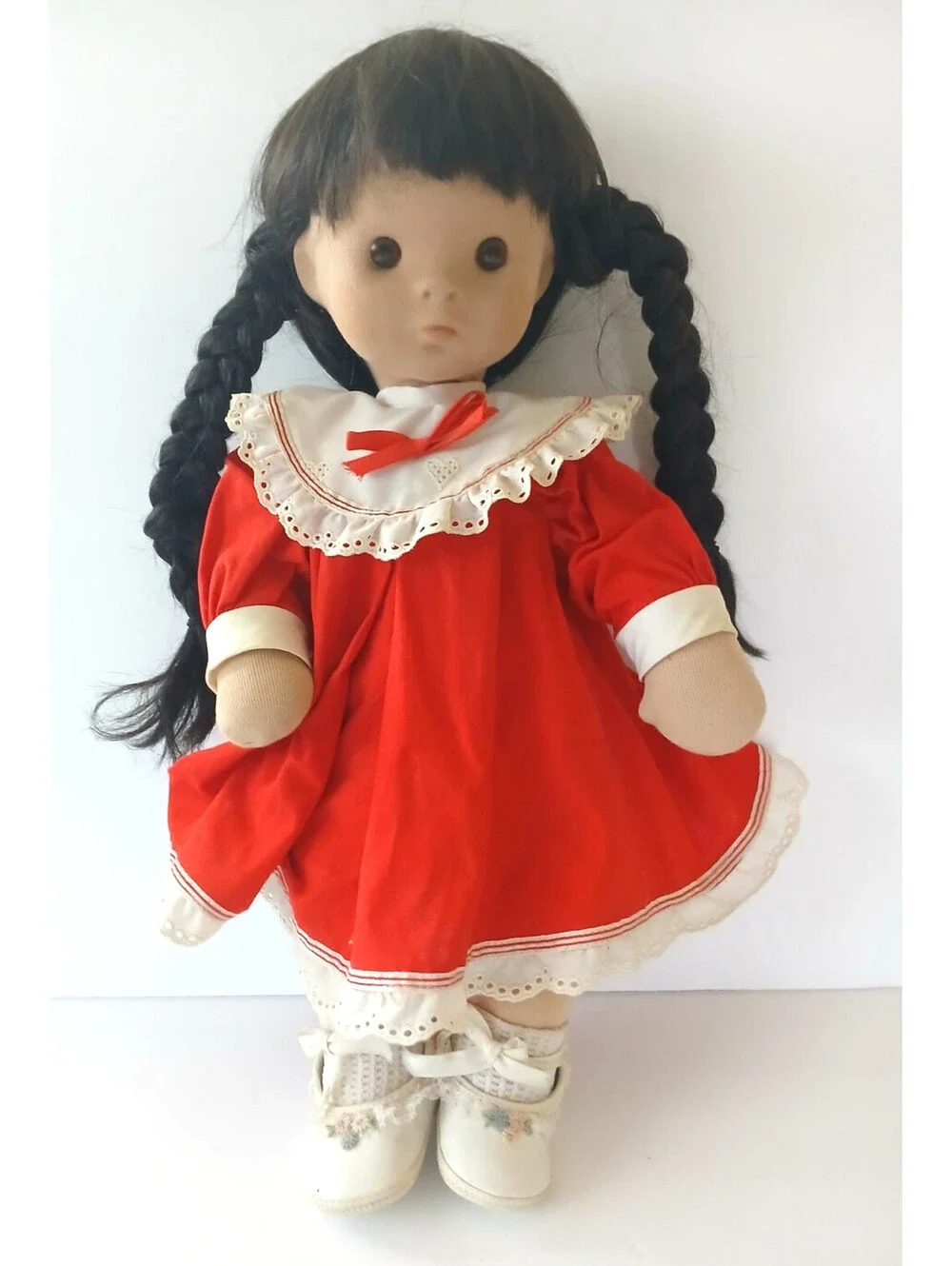Vintage Stupsi West Germany Girl Cloth Doll Red Dress 17